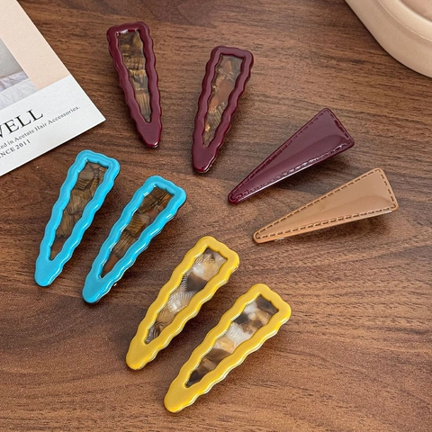 Koreaanse Stijl Acetaat Geometrische Haarspelden Golf Driehoek Vormige Zijclips Voor Vrouwen Meisjes Elegante Haaraccessoires