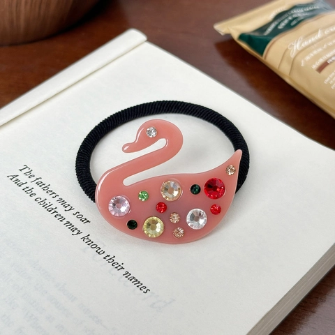 Acetate Hair Accessories Set Alpaca Swan Bear Cactus Tulip Hair Clips Duckbill Clips Elastic Hair Ties For Women Girls Korean Style Cute Rhinestone Inlaid Hair Decor