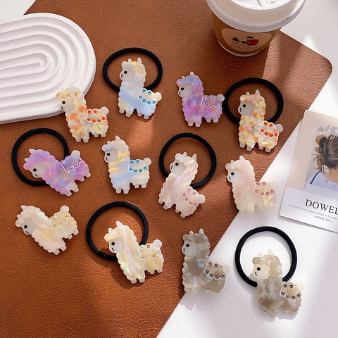 Acetate Hair Accessories Set Alpaca Swan Bear Cactus Tulip Hair Clips Duckbill Clips Elastic Hair Ties For Women Girls Korean Style Cute Rhinestone Inlaid Hair Decor