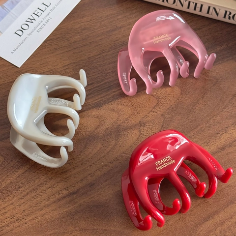 Handmade Acetate Hair Claw Clip For Women High Grade Large Octopus Shark Clip Tortoiseshell Red Grey Pink Black Hair Accessories