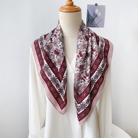 Carré de Soie en Polyester à Imprimé Paisley Vintage pour Femmes Mode Banlieue Bandeau de Cheveux Foulard Accessoire de Cou