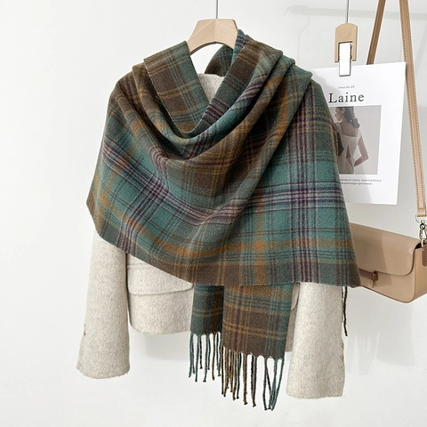 Koreanischer Stil Karo Quasten Schal Für Damen Herren Winter Warm Weich Polyester Karoschal Wrap Mode Vielseitiger Schal