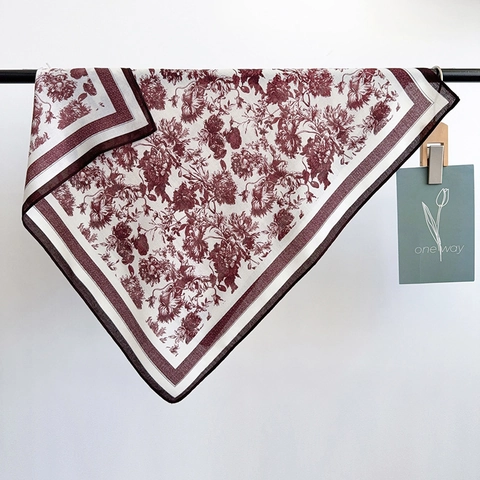Dames Vintage Bloemenprint Vierkante Sjaal Polyester Satijnn Sjaal Mode Omslagdoek Decoratieve Wikkel Voor Dagelijks Gebruik