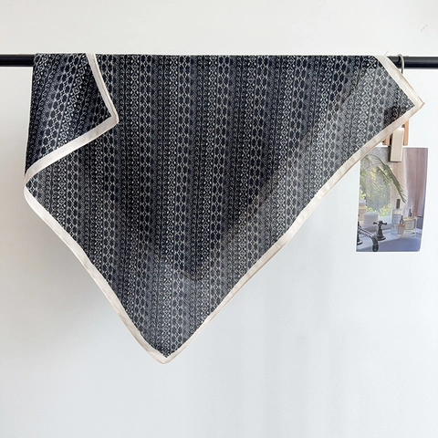 Vintage Herringbone Geometric Print Square Scarf Satin Feel Polyester Neck Scarf For Women Daily Office Commute Elegant Scarf