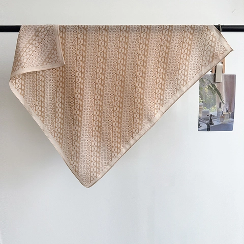 Vintage Herringbone Geometric Print Square Scarf Satin Feel Polyester Neck Scarf For Women Daily Office Commute Elegant Scarf
