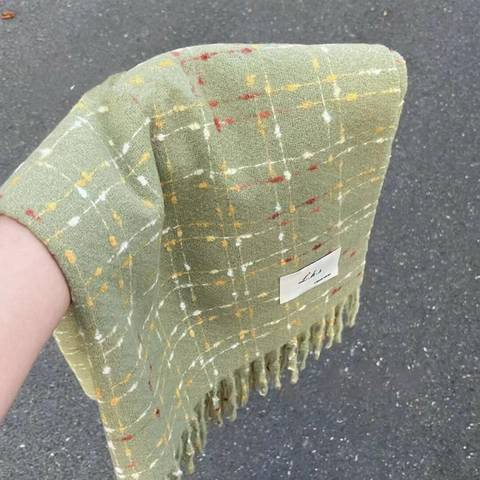 Damen Weich Karierter Schal Kaschmirimitat Schultertuch Mit Quasten Dick Warm Winter Pashmina Umhang Für Täglich Reisen