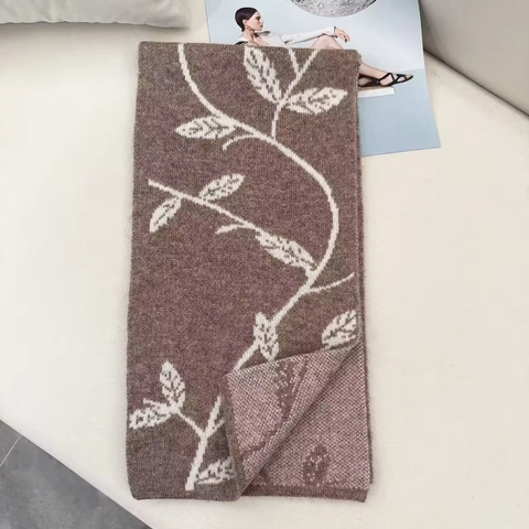 100% Wolle Gestrickter Schal Für Damen Winter Dick Warm Halswärmer Mit Retro Blattmuster Elegant Weich Pashmina Umschlagtuch