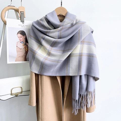Winter Warme Geruite Sjaal Met Kwastjes Voor Dames Heren Polyester Imitatie Kasjmier Grote Lange Tartan Sjaal Winter Sjaal