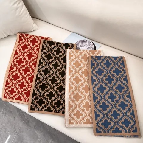 Damen 100% Wolle Gestrickter Schal Winter Warm Dick Geometrisches Vierblättriges Kleeblatt Muster Vintage Langer Schal Wrap