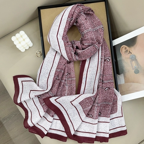 Vintage Paisley Print Dames Sjaal Polyester Lichtgewicht Bedrukte Mode Omslagdoek Retro Ruit Elegant Decoratieve Nekdoek