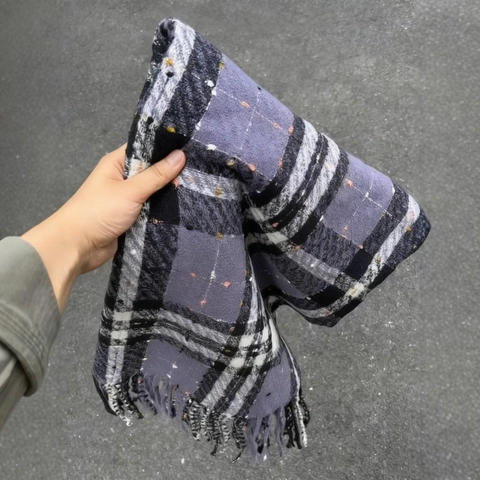Vintage Geruite Sjaal met Kwastjes voor Dames Zacht Polyester Winter Warm Grote Deken Sjaal Koreaanse Stijl Dikke Ruitjespatroon Omslagdoek