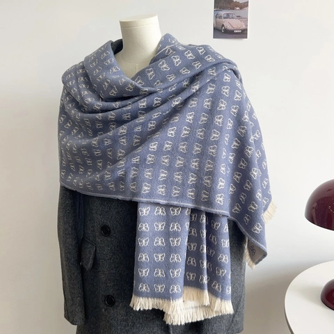Sciarpa Invernale Calda e Spessa da Donna con Motivo a Farfalla e Pied-de-Poule Stile Coreano Elegante Scialle