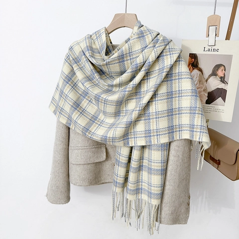 Damen Plaid Kaschmir-ähnlich Schal Winter Dick Warm Kariert Schal Mit Quasten Weich Polyester Großer Wickelschal Für Damen