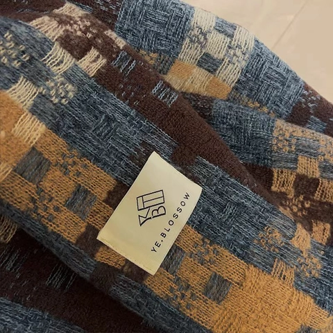 Écharpe Épaisse Rétro Plaid pour Femme Châle Hiver Chaud Polyester Tissé Longue Glands Écharpe pour Temps Froid Casual