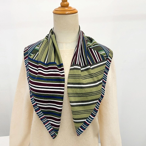 Pañuelo Cuadrado para Mujer con Estampado de Espiga Poliéster Líneas Geométricas Bufanda Decorativa Vintage de Rayas Accesorio de Moda Elegante Pañuelo para la Cabeza