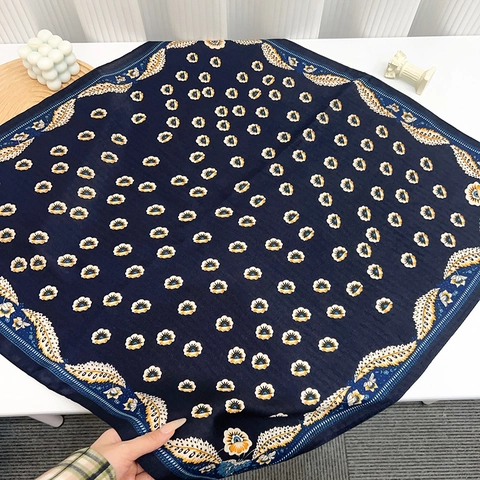 Vintage Paisley Bloemen Geprinte Vierkante Sjaal Elegante Satijn Polyester Sjaal Voor Dames Mode Halsschort Hoofddoek Accessoire