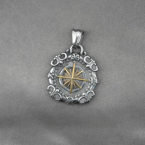 Collana con Ciondolo a Bussola e Stella in Acciaio al Titanio Vintage per Uomo Ciondolo a Stella Ottagonale Retrò Accessorio Gioielli