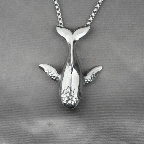Vintage Titanium Steel Whale Pendant Necklace For Men Retro Distressed Animal Ocean Jewelry Cool Industrial Style Gift