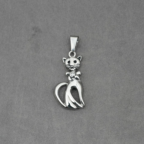 Roestvrijstalen Kat Hanger Ketting Voor Vrouwen Zirkonia Ingelegde Dieren Kitten Ketting Met Roestvrijstalen Ketting Cadeau