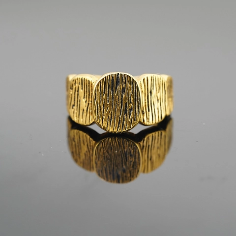 Anillo de Banda Ancha de Acero de Titanio Retro para Hombre Textura de Corteza Vintage Estilo Punk Industrial Geométrico
