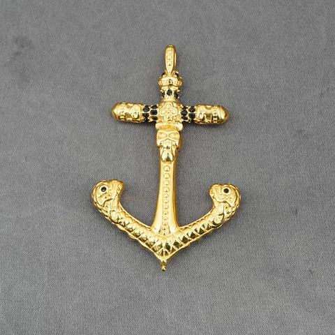 Gothic 316L Stainless Steel Skull Anchor Cross Pendant Necklace With Zirconia Box Chain For Men Punk Retro Jewelry Gift