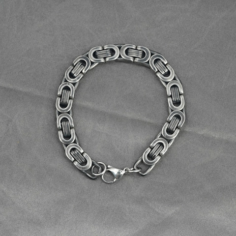 Titanium Steel Byzantine Chain Necklace For Men Vintage Oxidized Heavy Metal Punk Style Jewelry Necklaces Bracelet