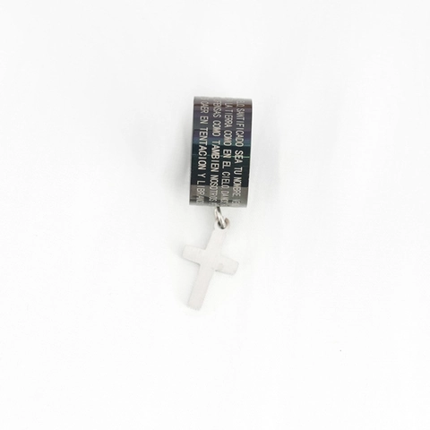Collar con Colgante de Cruz de Oración Padre Nuestro en Español de Acero de Titanio para Hombre Mujer Joyería Estilo Punk