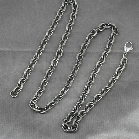 Retro Titanstahl Cuban Link Halskette Für Damen Herren Personalisierte Industrieller Punk Stil Gekochtes Schwarz Kette Modeschmuck