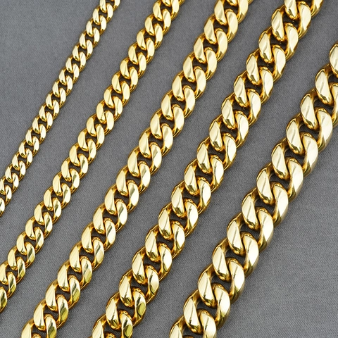 Collier Chaîne Maille Gourmette Or En Acier Inoxydable Pour Hommes Placage Sous Vide Hip Hop Bijoux Streetwear Mode