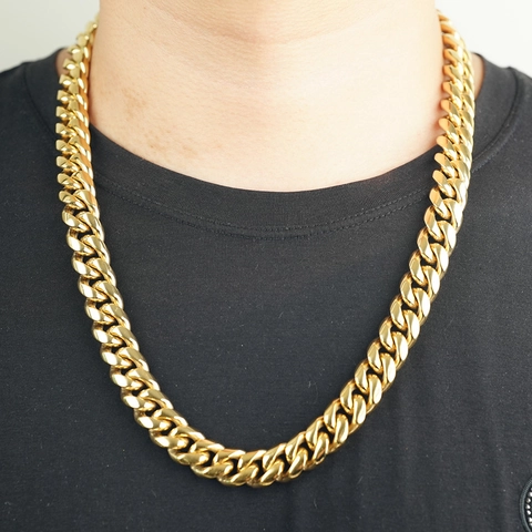 Collier Chaîne Maille Gourmette Or En Acier Inoxydable Pour Hommes Placage Sous Vide Hip Hop Bijoux Streetwear Mode