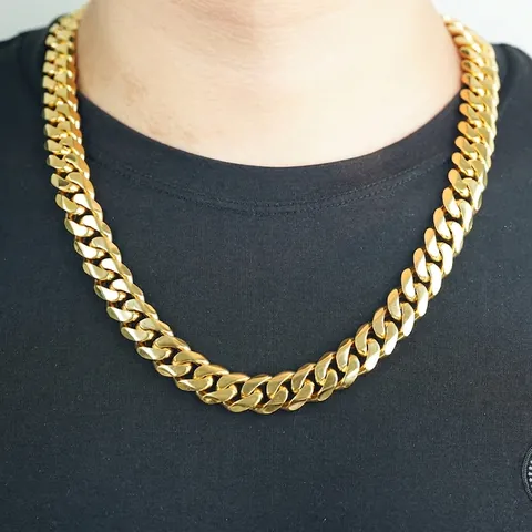 Edelstahl Panzerkette Halskette Für Herren Vergoldet Vakuumgalvanisierung Hip Hop Streetwear Geometrischer Schmuck Geschenk