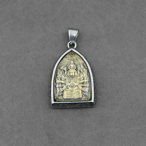 Vintage Titanium Stainless Steel Buddha Pendant Necklace For Men Gold Silver Plated Zodiac Guardian Amulet Religious Jewelry