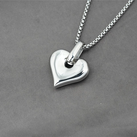 Collar con Colgante de Corazón Superficie de Espejo Altamente Pulido para Hombres Mujeres Unisex Acero de Titanio Colgante Minimalista Regalo