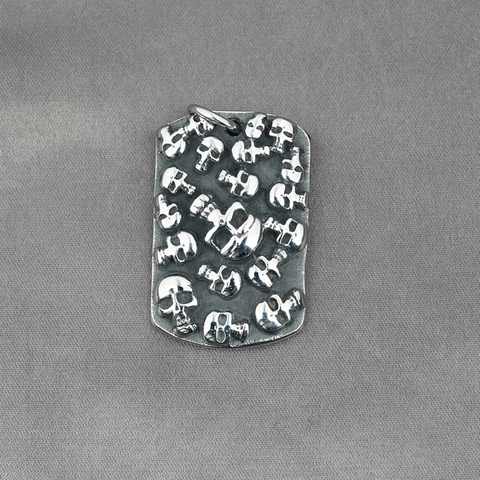 Gothic Punk Skull Dog Tag Pendant Necklace For Men Vintage Stainless Steel Skeleton Relief Box Chain Men's Jewelry Gift