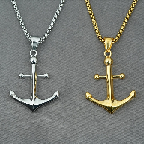 Collana con Pendente ad Ancora in Acciaio Inossidabile da Uomo Gioielli Nautici Lucidati per Uso Quotidiano Oro Argento Ancora da Nave
