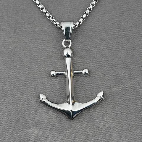 Collana con Pendente ad Ancora in Acciaio Inossidabile da Uomo Gioielli Nautici Lucidati per Uso Quotidiano Oro Argento Ancora da Nave