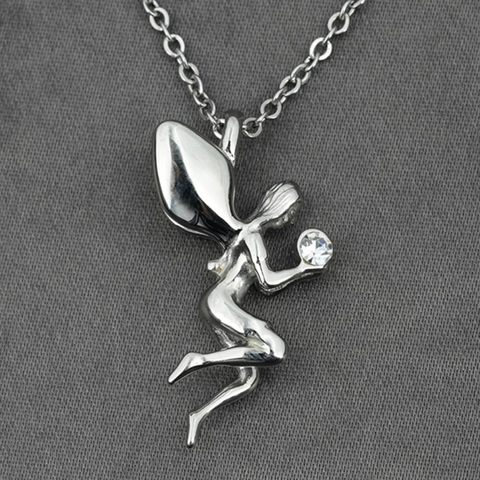 Collar de Colgante de Ala de Ángel Hada de Acero Inoxidable con Micro Incrustado Zirconia Collar para Mujer Moda Elegante Joyería