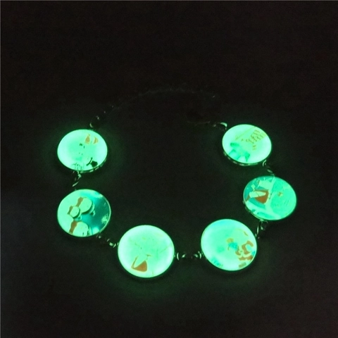 Bracciale Natalizio Luminoso Che Si Illumina al Buio Con Babbo Natale e Pupazzo di Neve in Vetro Lega Regalo di Gioielli di Moda per Donna