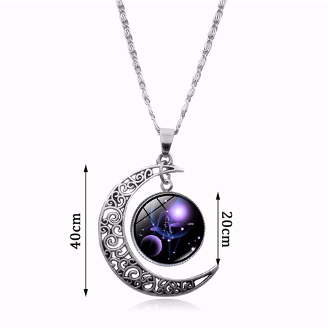 12 Segni Zodiacali Costellazione Luna Collana Bracciale Orecchini Gioielli Lega Vetro Tempo Gemma Cielo Stellato Vintage Moda Donna Gioielli Regalo
