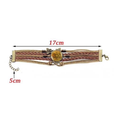 Bracelet Multicouche en Cuir Cube de Métatron Tissé à la Main Infini Papillon Cabochon en Verre Bijoux Hommes Femmes