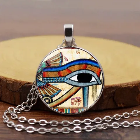 Vintage Ägyptisches Auge Des Horus Anhänger Halskette Für Damen Herren Legierung Glas Zeitstein Ethnisch Religiös Retro Pulloverkette Schmuck