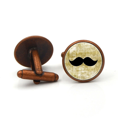 Gemelli da Uomo Vintage con Baffi in Lega e Vetro Gemma del Tempo Accessori per Camicie Retro Baffi Neri Bottoni per Matrimonio Affari