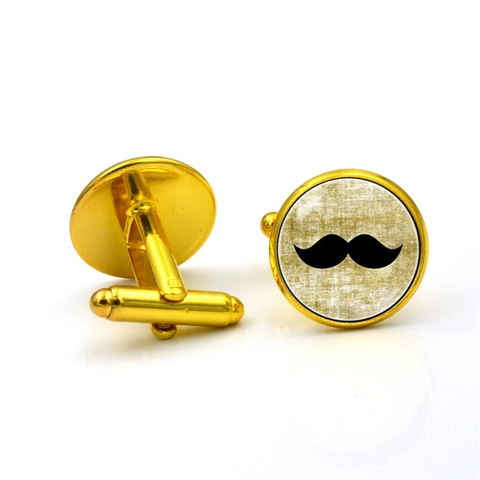 Gemelli da Uomo Vintage con Baffi in Lega e Vetro Gemma del Tempo Accessori per Camicie Retro Baffi Neri Bottoni per Matrimonio Affari