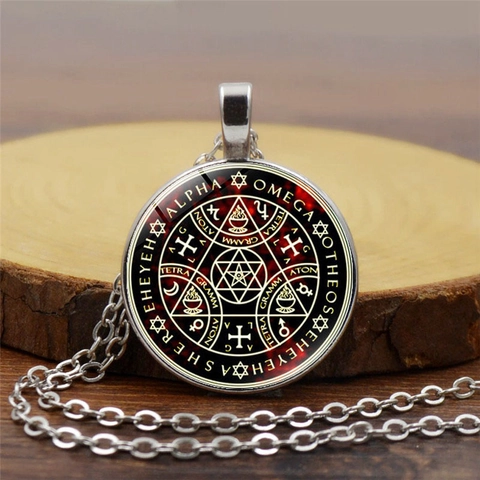 Collana con Pendente Albero della Vita Cabala Vintage Catena in Lega e Vetro Retro per Uomo Donna Gioielli Mistici Regalo