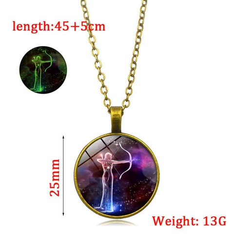 Leuchtende Zwölf Sternbilder Halskette Für Damen Herren Glow In The Dark Tierkreis Anhänger Sternenhimmel Glas Cabochon Schmuck