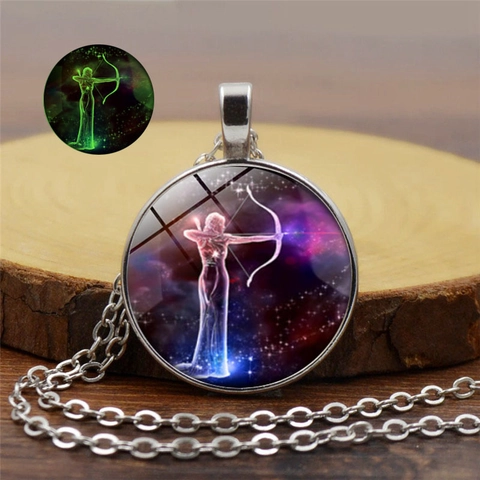 Leuchtende Zwölf Sternbilder Halskette Für Damen Herren Glow In The Dark Tierkreis Anhänger Sternenhimmel Glas Cabochon Schmuck