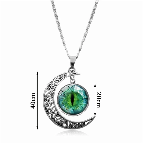 Alloy Crescent Moon Necklace Bracelet Stud Earrings Glass Gem Vintage Gothic Mystery Eye Jewelry For Women Fashion Accessory