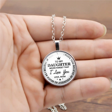 Collar con Colgante Vintage de Mamá a Hija Aleación Vidrio Cabujón Corazón Corona Letra Gráfico Inspirador Regalo Joyería Mujer