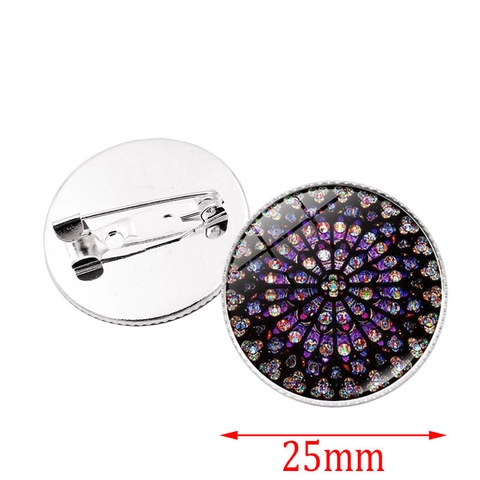 Spilla Vintage in Vetro con Rosone di Notre Dame Gioielli in Lega Stile Vetrate Gotiche per Accessori Borse e Abbigliamento Uomo Donna