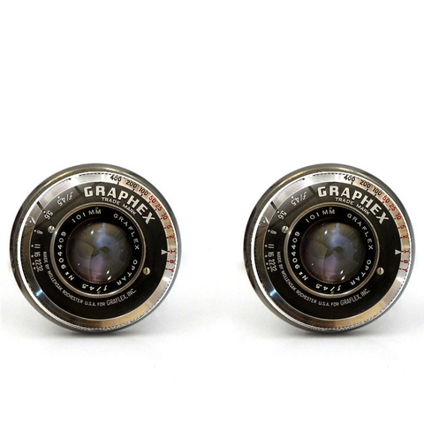 Boutons de Manchette Objectif Appareil Photo Rétro Alliage Verre Accessoire Business Chemise Homme Style Industriel Vintage Cadeau Photographe